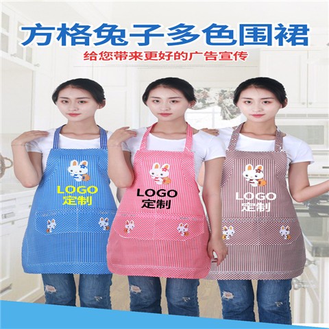 415便宜围裙小兔围裙防水防油广告桃皮绒布料围裙厨房清洁详情图1