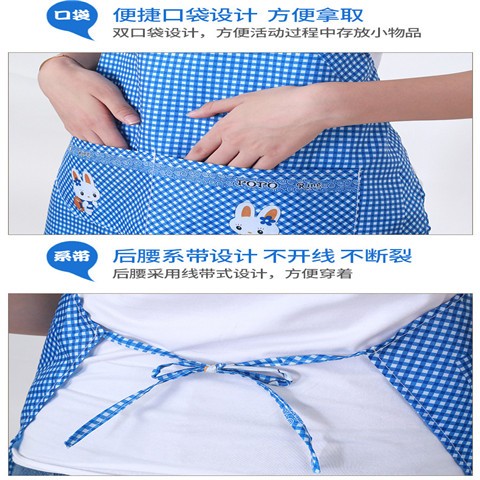 415便宜围裙小兔围裙防水防油广告桃皮绒布料围裙厨房清洁详情图2