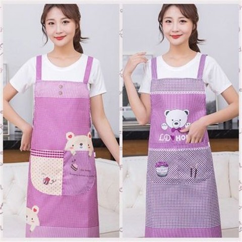 415韩版厨房围裙罩衣男女工作上班广告成人可爱时尚背带家用做饭围腰详情13