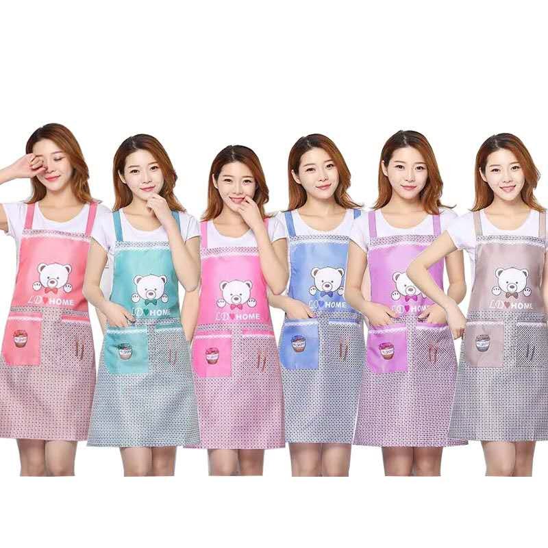 415韩版厨房围裙罩衣男女工作上班广告成人可爱时尚背带家用做饭围腰详情20