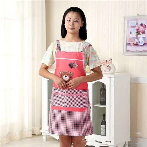 415韩版厨房围裙罩衣男女工作上班广告成人可爱时尚背带家用做饭围腰详情17
