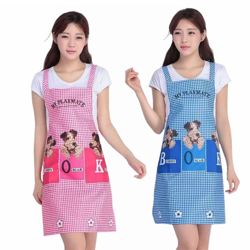 415韩版厨房围裙罩衣男女工作上班广告成人可爱时尚背带家用做饭围腰详情6