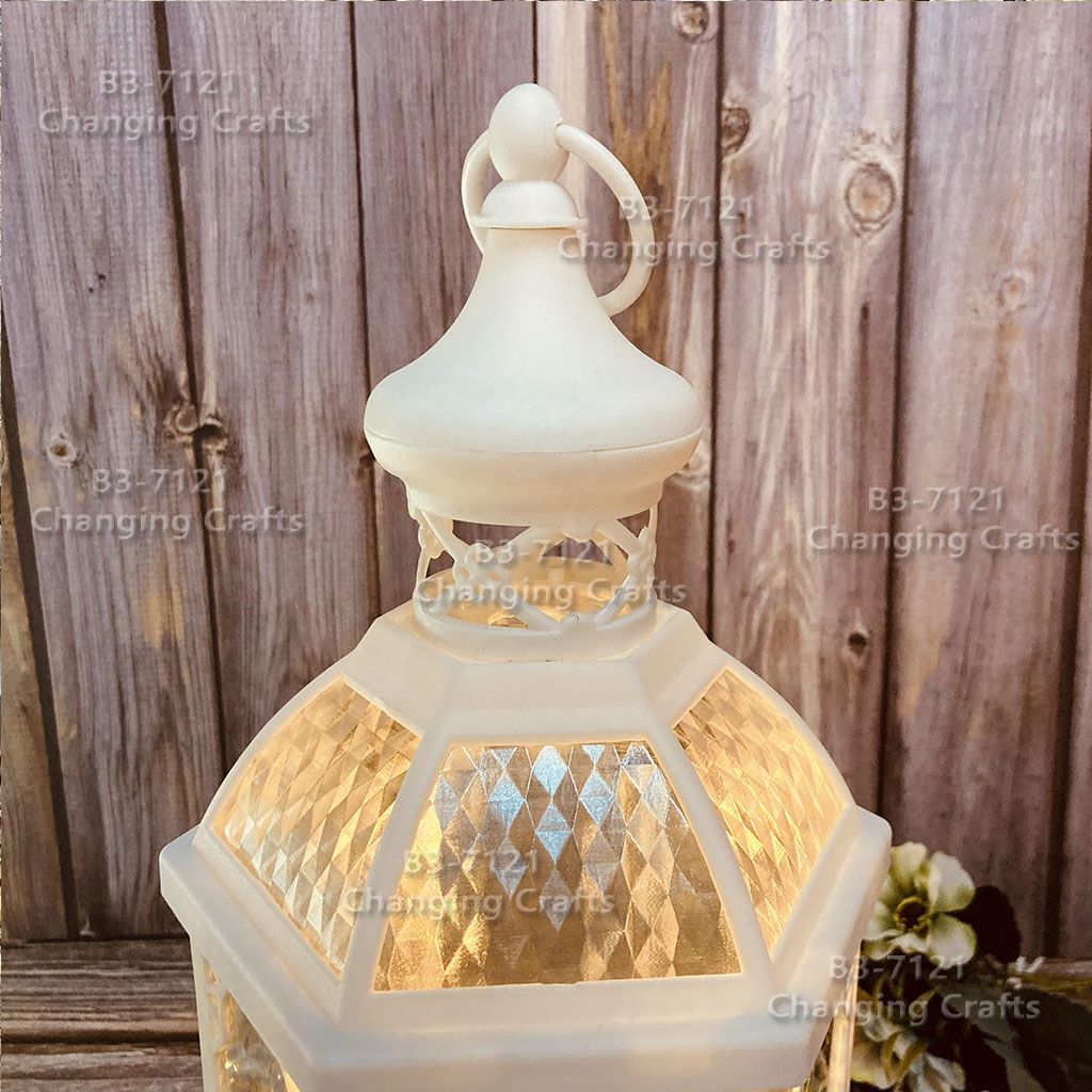 Cross border Ramadan lantern candlestick LED electronic candle string Christmas and Halloween decoration antique hexagonal lantern oil lamp party atmosphere decoration craft details Picture