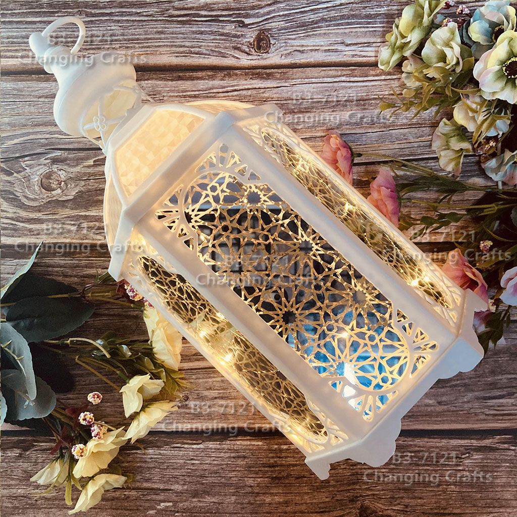 Cross border Ramadan lantern candlestick LED electronic candle string Christmas and Halloween decoration antique hexagonal lantern oil lamp party atmosphere decoration craft Item Picture