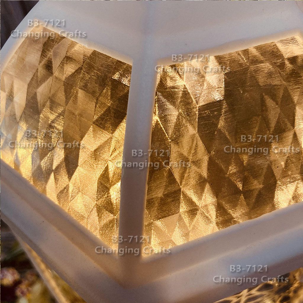 Cross border Ramadan lantern candlestick LED electronic candle string Christmas and Halloween decoration antique hexagonal lantern oil lamp party atmosphere decoration craft Specification drawing