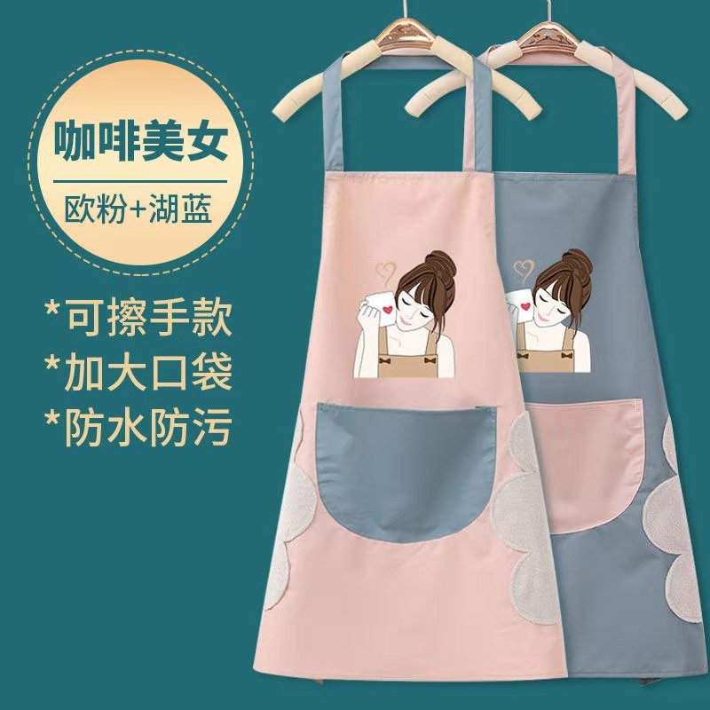 防水可擦手时尚款韩版围裙女厨房家用做饭防油家用罩衣大人详情12