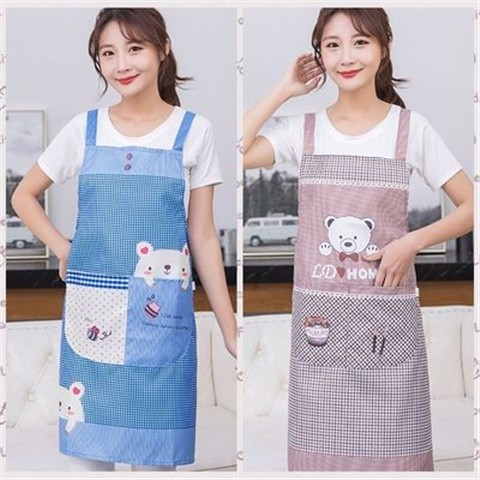 415韩版厨房围裙罩衣男女工作上班广告成人可爱时尚背带家用做饭围腰详情11