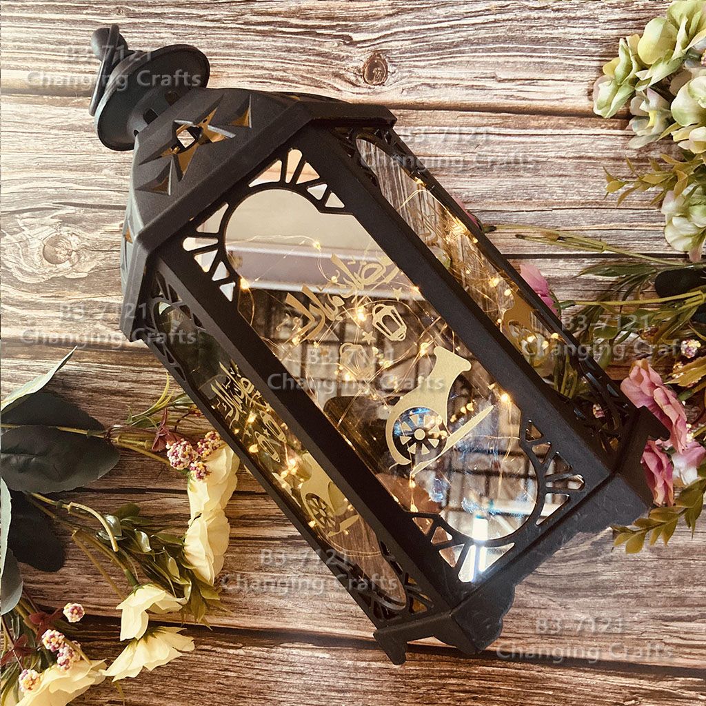 Cross border wholesale hexagonal antique Christmas ghost Festival wishing lantern Ramadan decorative craft stalls wholesale small oil lamp Ramadan Item Picture