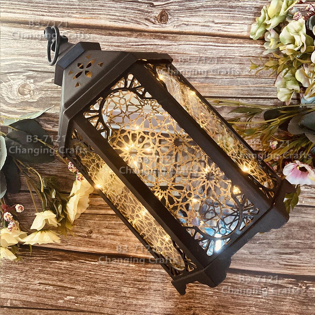 Hexagonal LED wind lantern Outdoor Lawn garden Christmas Halloween Ramadan plastic candle wind lantern Ramadan USB decorative craft Item Picture