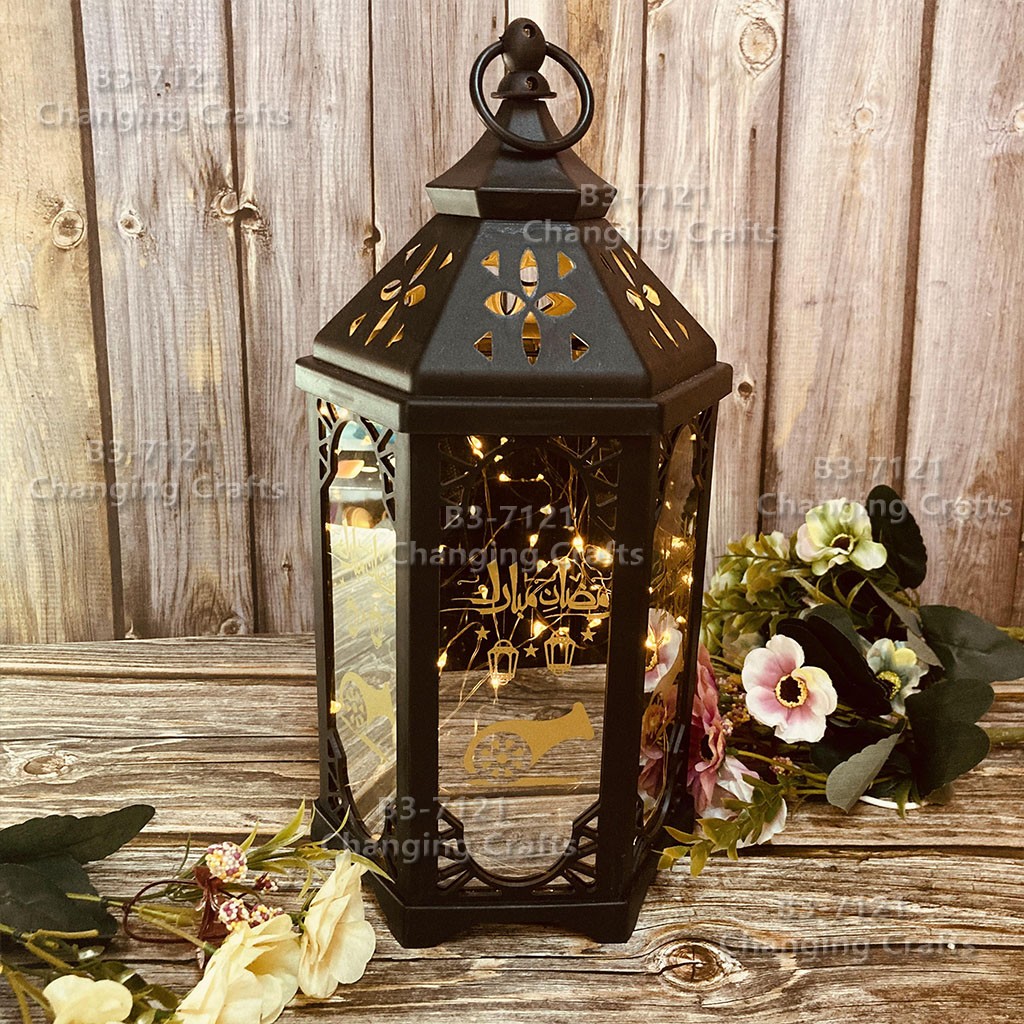 Hexagonal lanterns, candle stands, electronic small horse lanterns, oil lamps, hanging ornaments, decorative craftsmanship, LED for Ramadan, Christmas and Ghost Festival detail image 8
