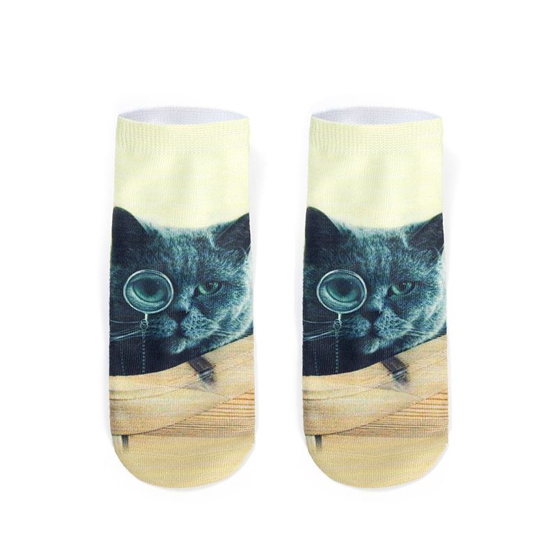 new 3D digital printing socks Animal print socks cat