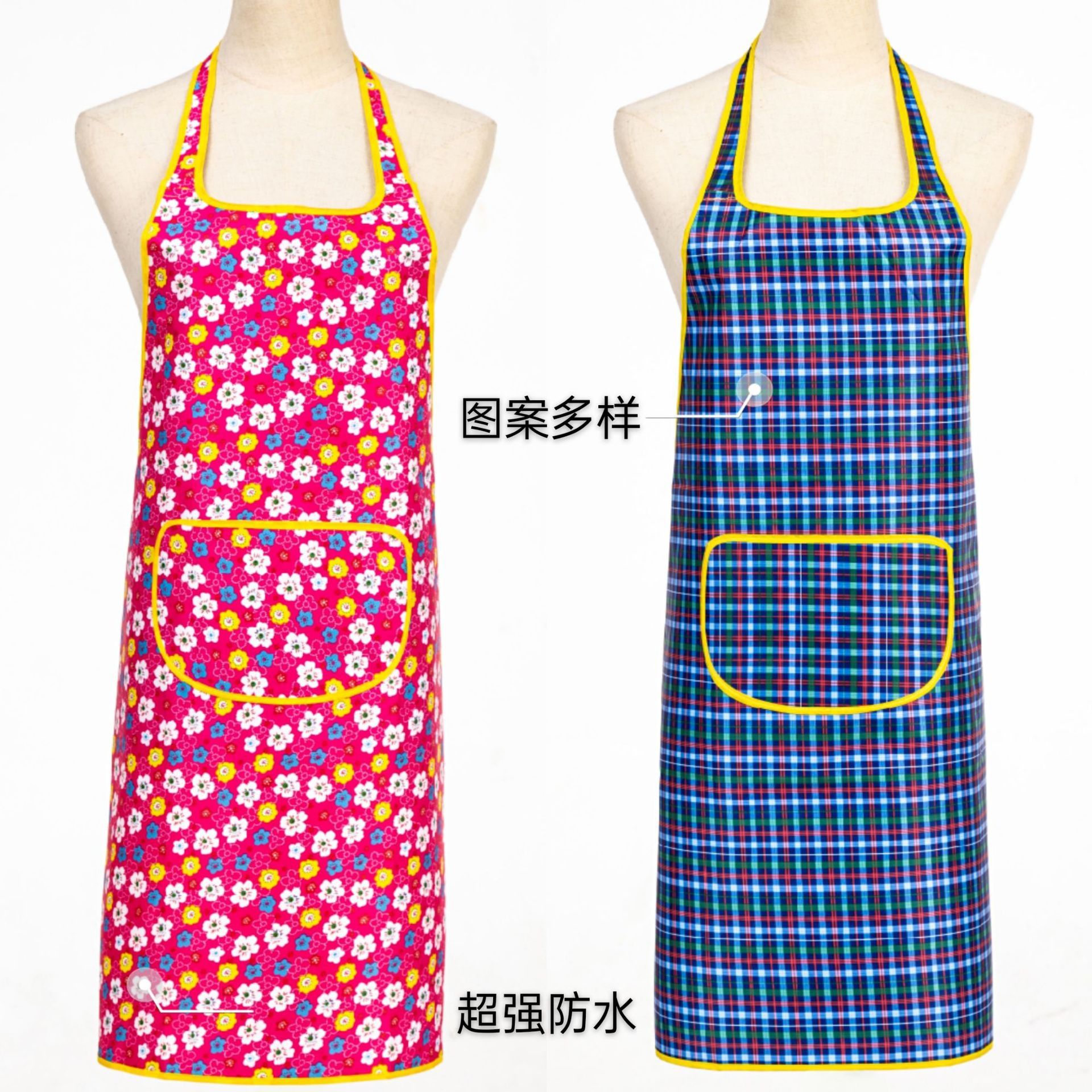 415 Home Print apron thickened 150g PVC waterproof, customized logo for foreign trade advertising, gift supermarket apron wholesale
