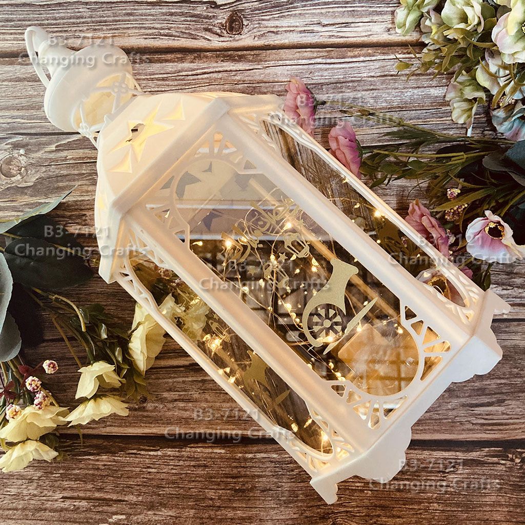 Hexagonal Ramadan large white Christmas wind lantern Nordic simple plastic glass windproof candle holder romantic wedding decoration technology Application Scenario