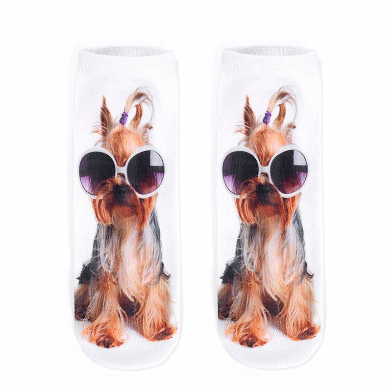 Socks men and women socks 3D printed deodorant sweat absorption sport low-top socks INS trendy cute animal socks