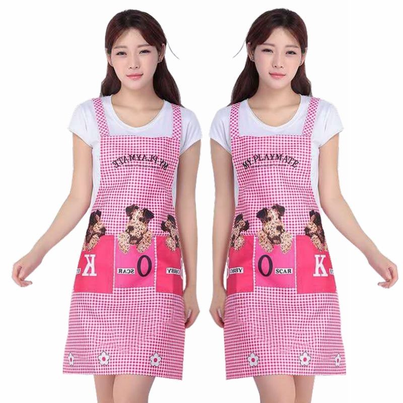 415韩版厨房围裙罩衣男女工作上班广告成人可爱时尚背带家用做饭围腰详情3