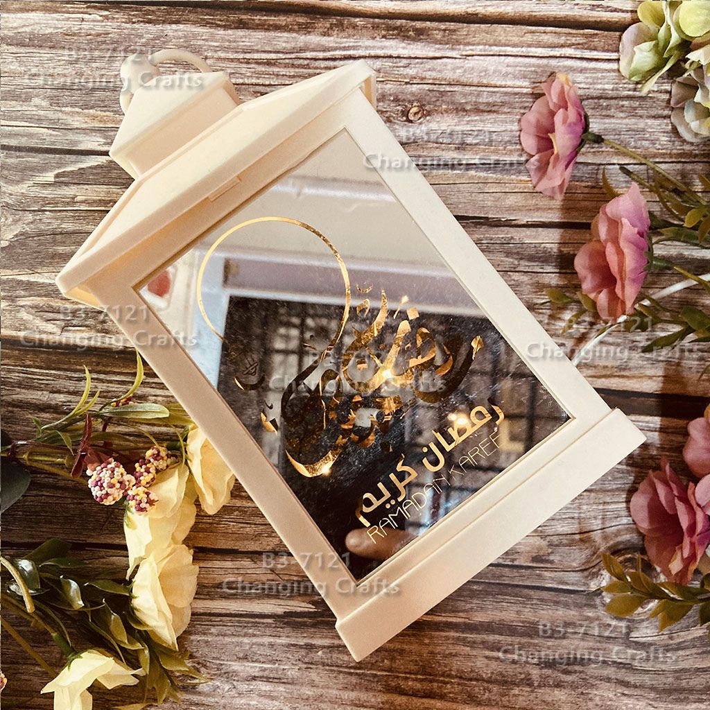 Ramadan medium wind lantern, plastic glass, lantern, candle stand, household decoration, wedding, antique road, hexagonal lamp, soft decoration, European Halloween, Christmas decoration Application Scenario