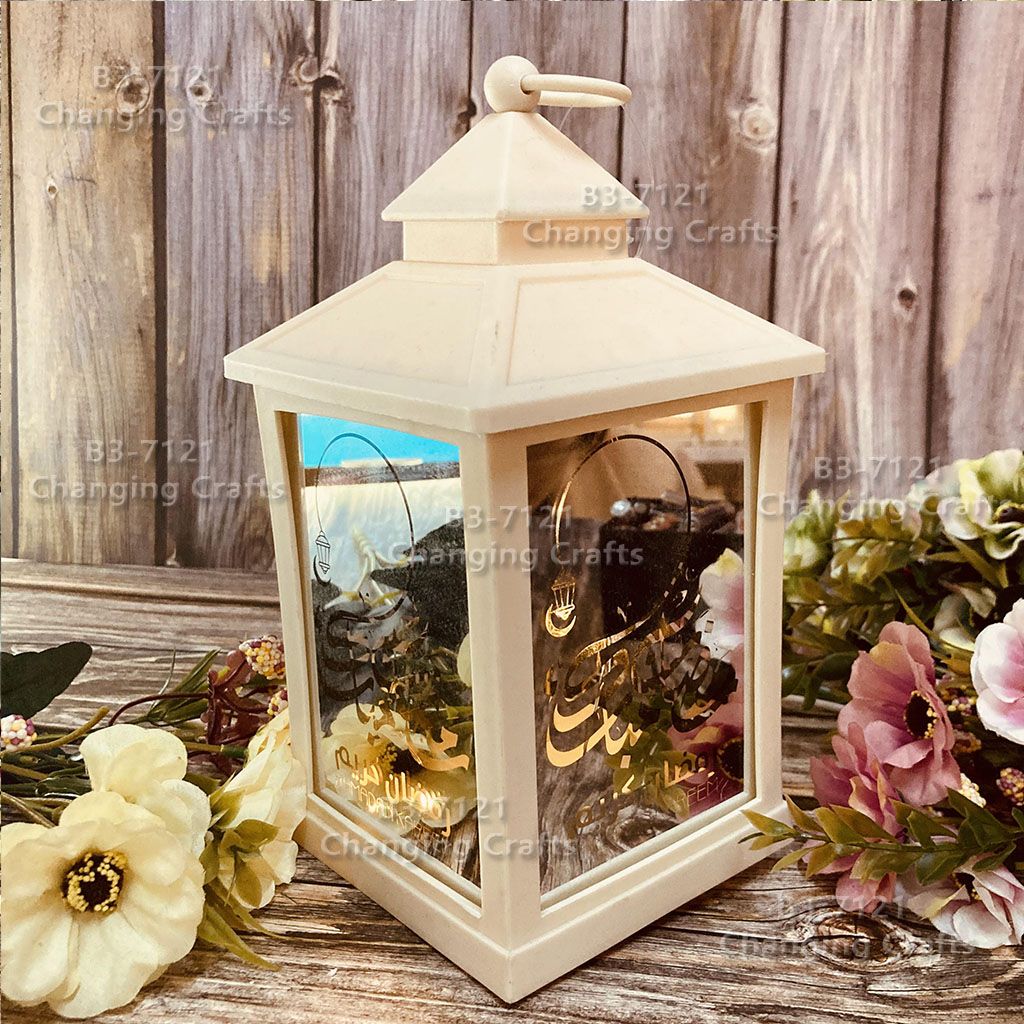 Ramadan medium wind lantern, plastic glass, lantern, candle stand, household decoration, wedding, antique road, hexagonal lamp, soft decoration, European Halloween, Christmas decoration full figure