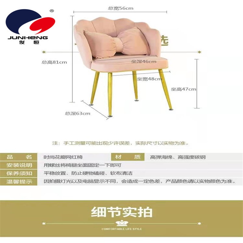 网红椅化妆椅书桌椅北欧ins轻奢餐椅公主靠背组合梳妆椅美甲椅详情图7