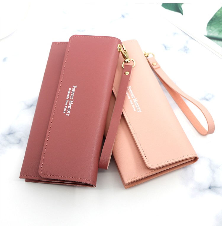 In Stock Ladies Long Purse Solid Color Simple Purse Purse Purse Holding Bag Ladies Card Bag full figure