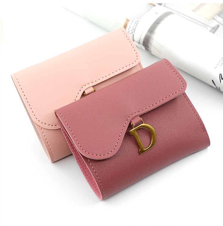 Cross-Border Spot Manufacturers Wholesale 2021 Women's Purse Clutch Bag Fashion Triple Fold Purse Buckle Multi-Card Coin Purse full figure