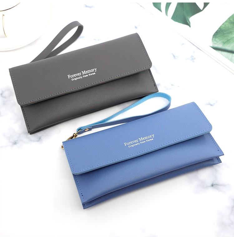 In Stock Ladies Long Purse Solid Color Simple Purse Purse Purse Holding Bag Ladies Card Bag Specification drawing