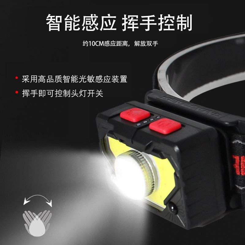 SL10USB charging Wave sensing COB Headlight Fishing light Magnetic tent light Night Run riding light Strong head light