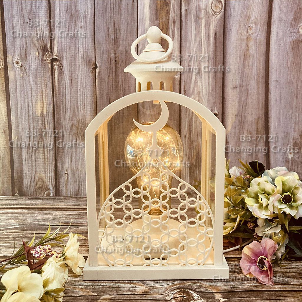 Ramadan small wind lamp, plastic glass lantern, candle stand, home decoration, wedding antique road guide light, soft decoration props, European-style Christmas decoration RKZX031