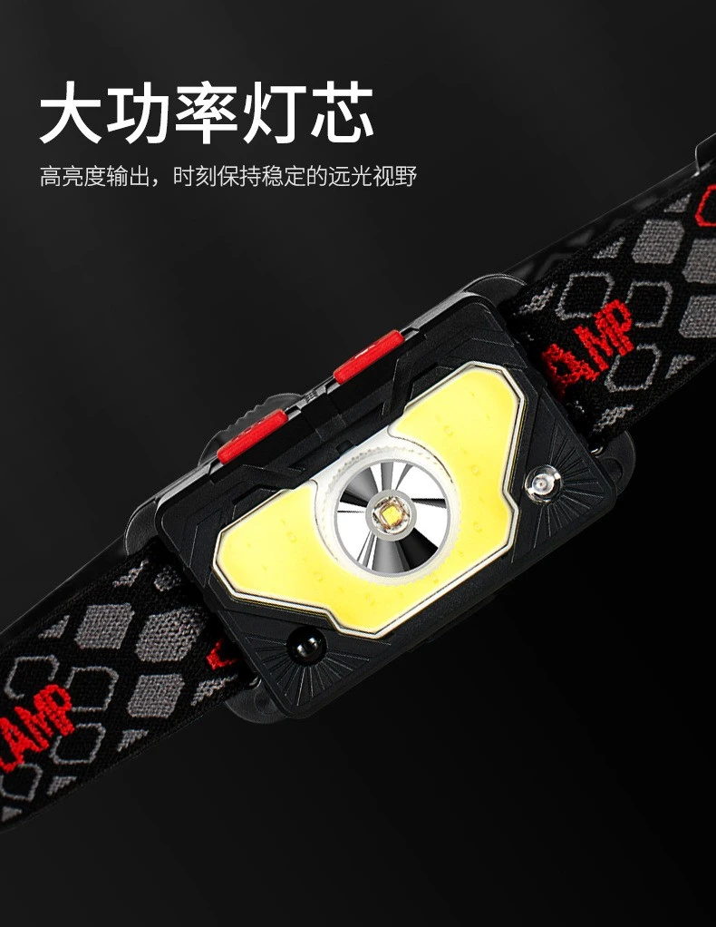 SL10USB Charging, hand-waving sensor, COB headlight, fishing light, magnetic tent light, Night running and Cycling light, Strong headlight detail image 8