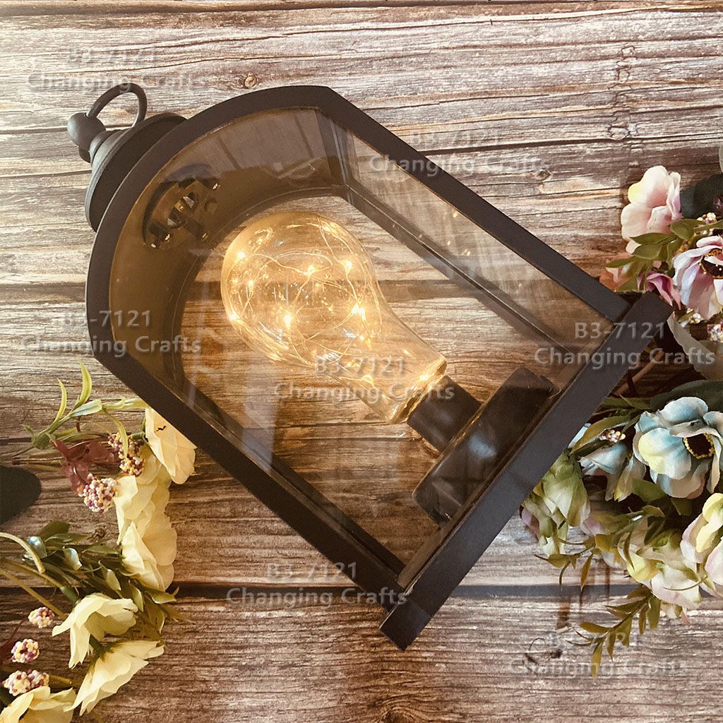 Ramadan large black Christmas wind light, Nordic simple plastic glass windproof candle holder, romantic wedding decoration craftsmanship RKZX035 Item Picture