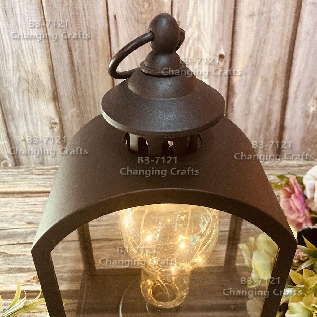 Ramadan large black Christmas wind light, Nordic simple plastic glass windproof candle holder, romantic wedding decoration craftsmanship RKZX035 details Picture