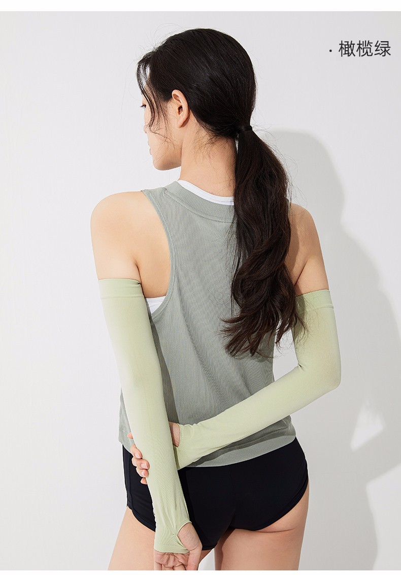 韩国vvc冰袖橄榄绿详情图2