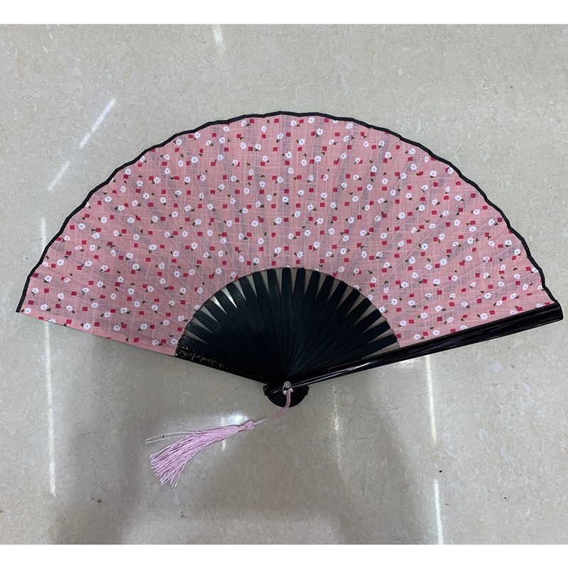 工厂直销批发手工和风扇子女式中国风折扇古典汉服喷绘竹扇舞蹈扇漆边小花扇详情图2