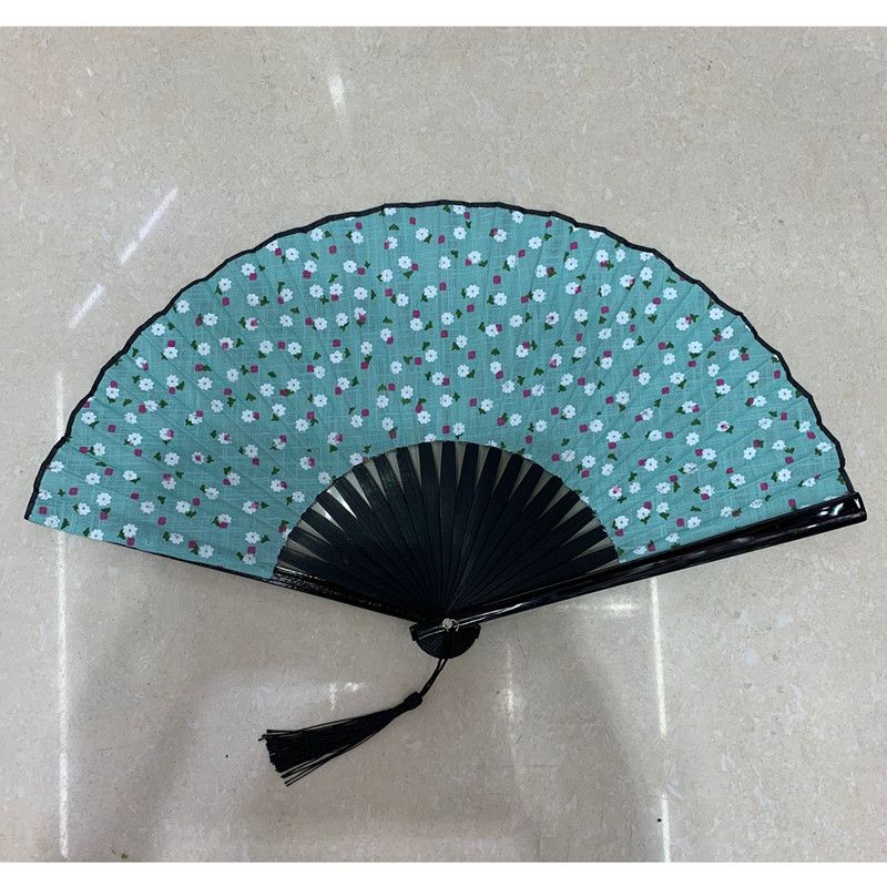 工厂直销批发手工和风扇子女式中国风折扇古典汉服喷绘竹扇舞蹈扇漆边小花扇细节图