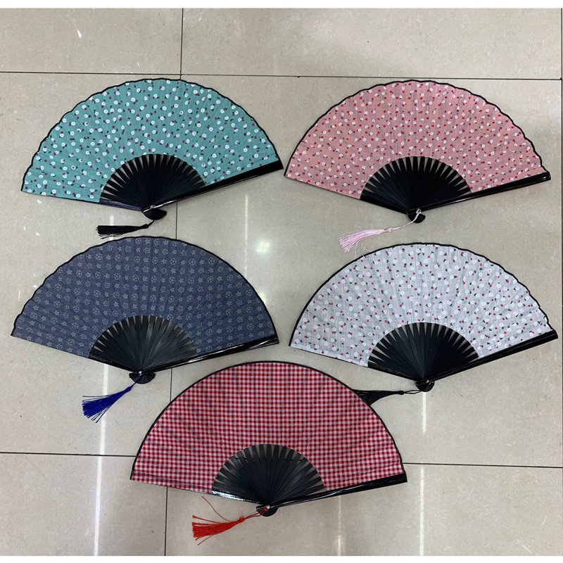 工厂直销批发手工和风扇子女式中国风折扇古典汉服喷绘竹扇舞蹈扇漆边小花扇详情图1