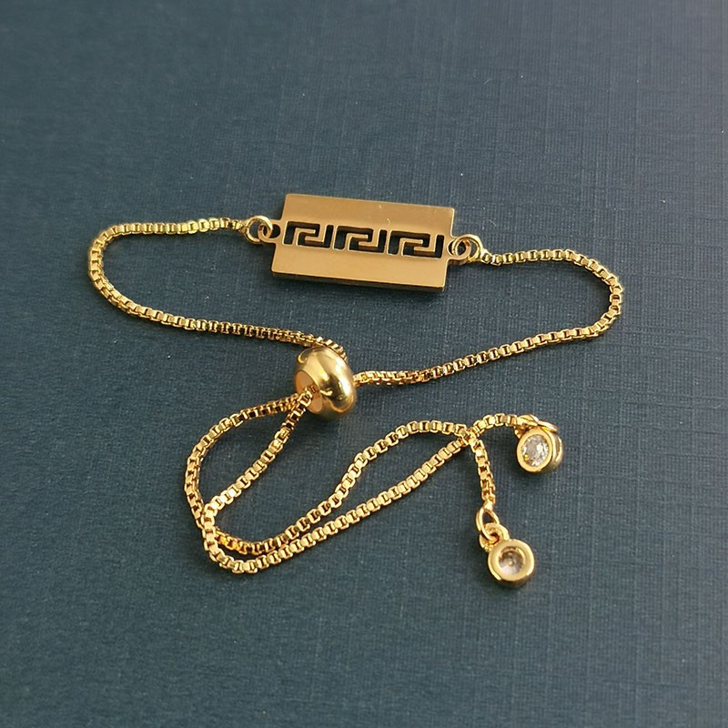 Hip-hop bracelet titanium steel custom engraved light plate trendy men and women pendants Great Wall pattern fashion accessories wholesale factory direct supply detail image 5