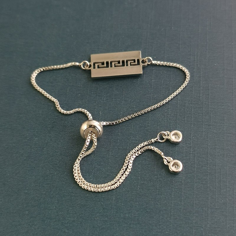 Hip-hop bracelet titanium steel custom engraved light plate trendy men and women pendants Great Wall pattern fashion accessories wholesale factory direct supply detail image 4