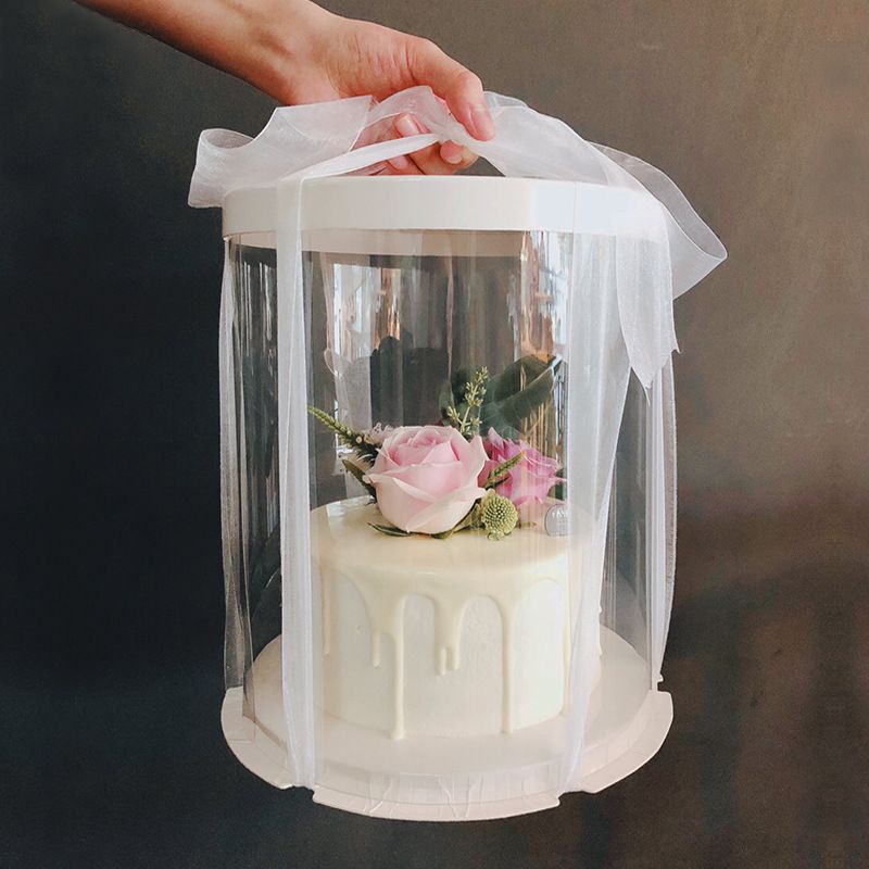 批发圆形PET透明蛋糕盒6 8 10寸单 双层加高气球蛋糕包装盒子详情图3