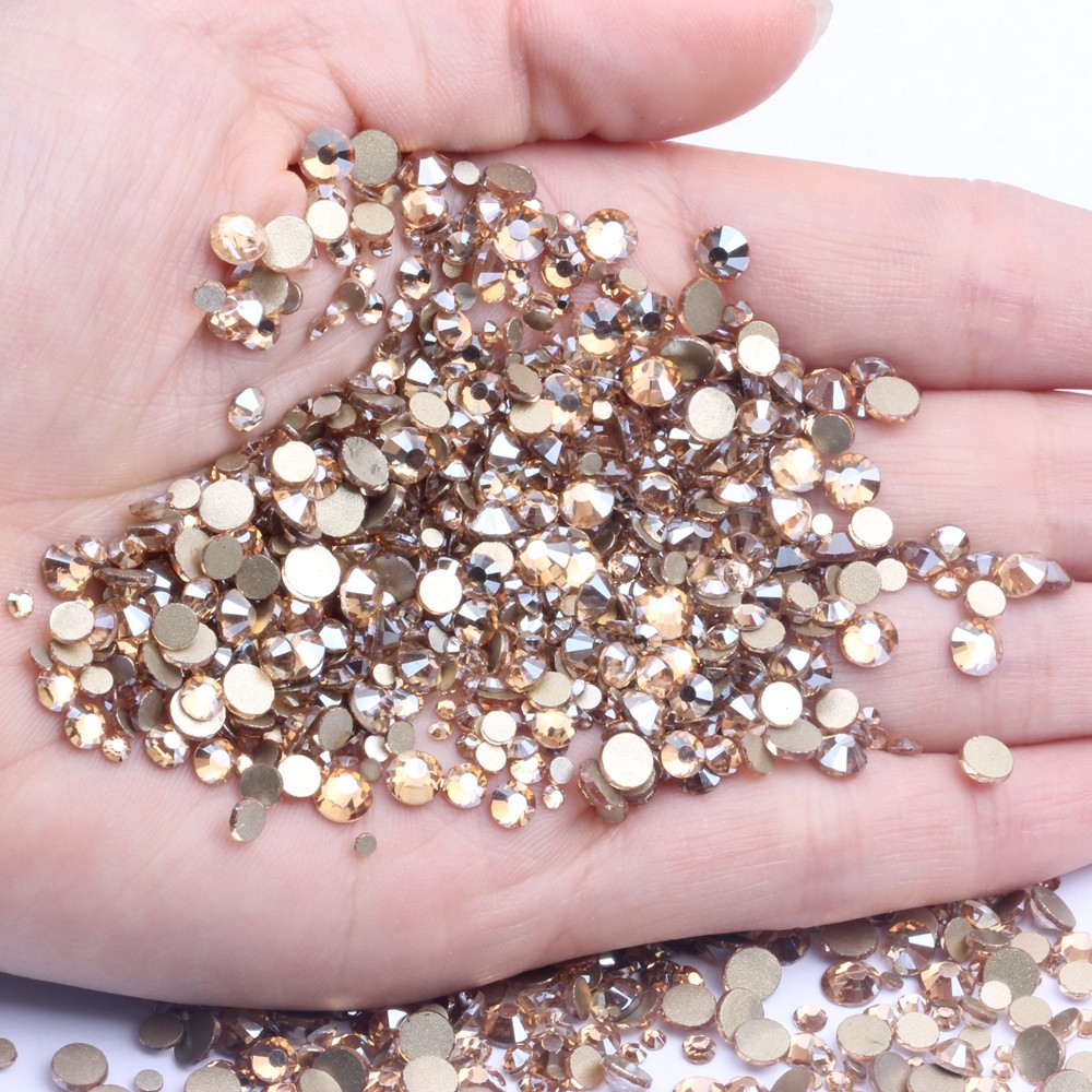 美甲平底钻金底金香槟玻璃水钻圆形国贸A钻混型号400颗DIY美甲详情图2