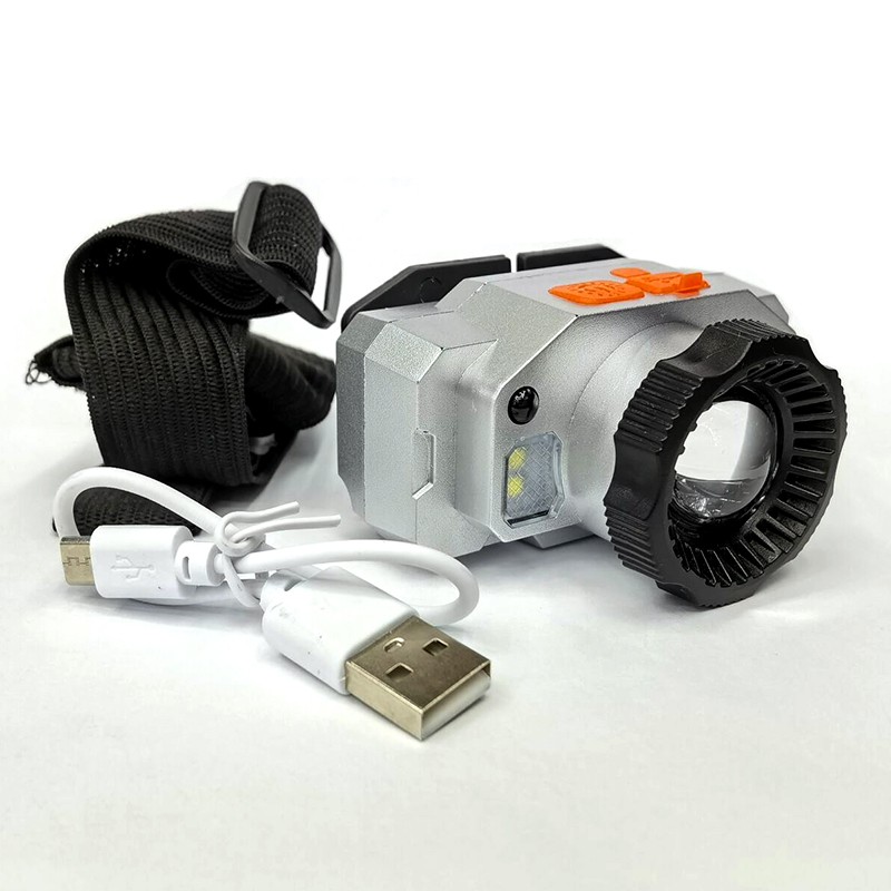 81008 doble fuente de luz USB recargable smart waving sensor headlight linterna luz frontal luz de mina luz de pesca detail image 6