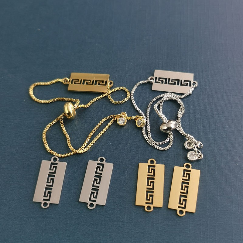 Hip-hop bracelet titanium steel custom engraved light plate trendy men and women pendants Great Wall pattern fashion accessories wholesale factory direct supply detail image 6