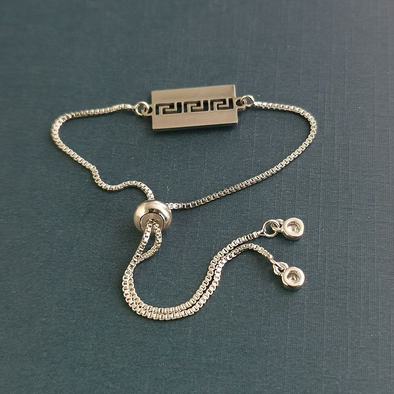 Hip-hop bracelet titanium steel custom engraved light plate trendy men and women pendants Great Wall pattern fashion accessories wholesale factory direct supply Specification image