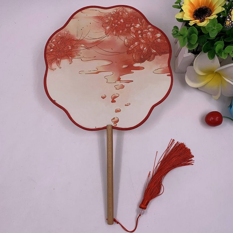 Ancient-style folding fans, Hanfu court fans, round fans, cheongsam show fans, silk fabric petal plum blossom-shaped palace fans, lace folding fans