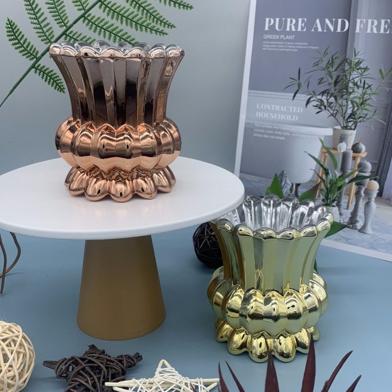 Light luxury plated glass planter succulent pot