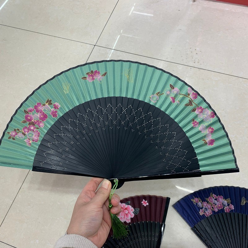 古风折扇工艺礼品扇头青日式汉服舞蹈扇子便携绢扇女扇可定制厂详情图3