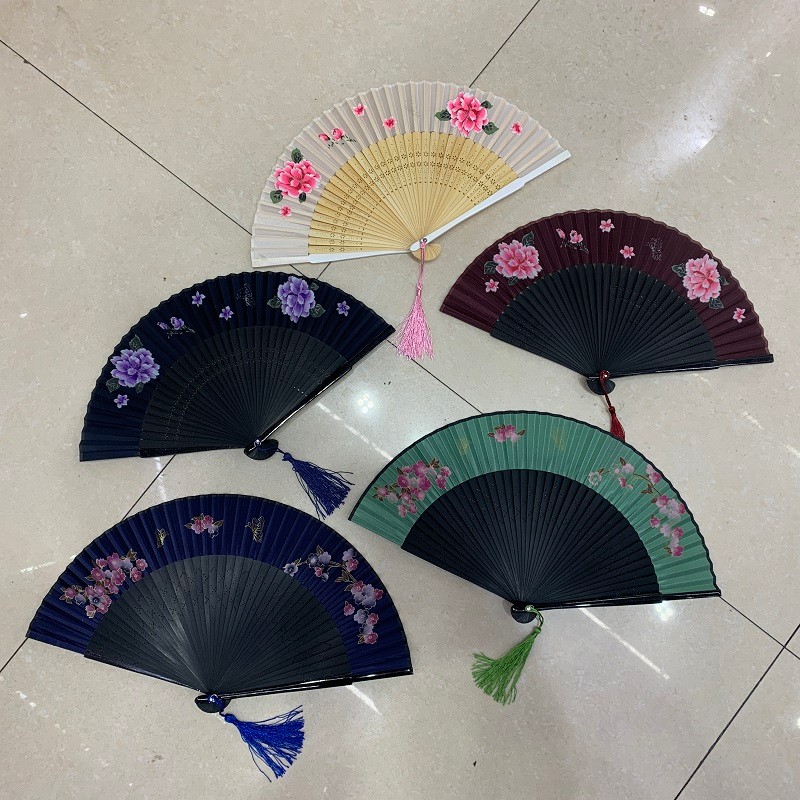 古风折扇工艺礼品扇头青日式汉服舞蹈扇子便携绢扇女扇可定制厂详情图1