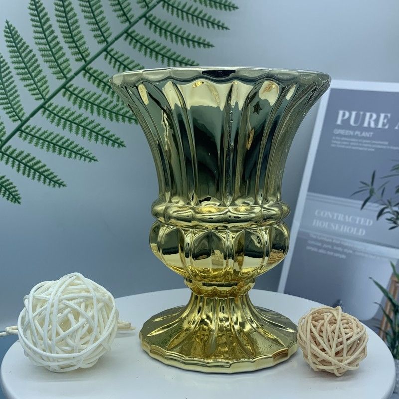 Light luxury electric transfer glass golden pot succulent pot