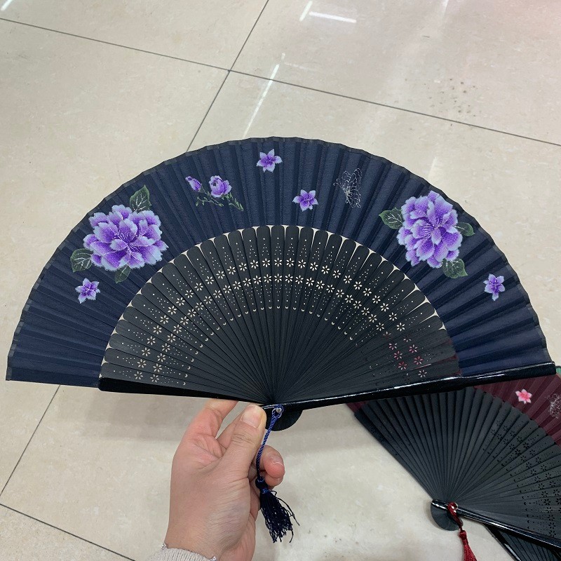 古风折扇工艺礼品扇头青日式汉服舞蹈扇子便携绢扇女扇可定制厂详情图5