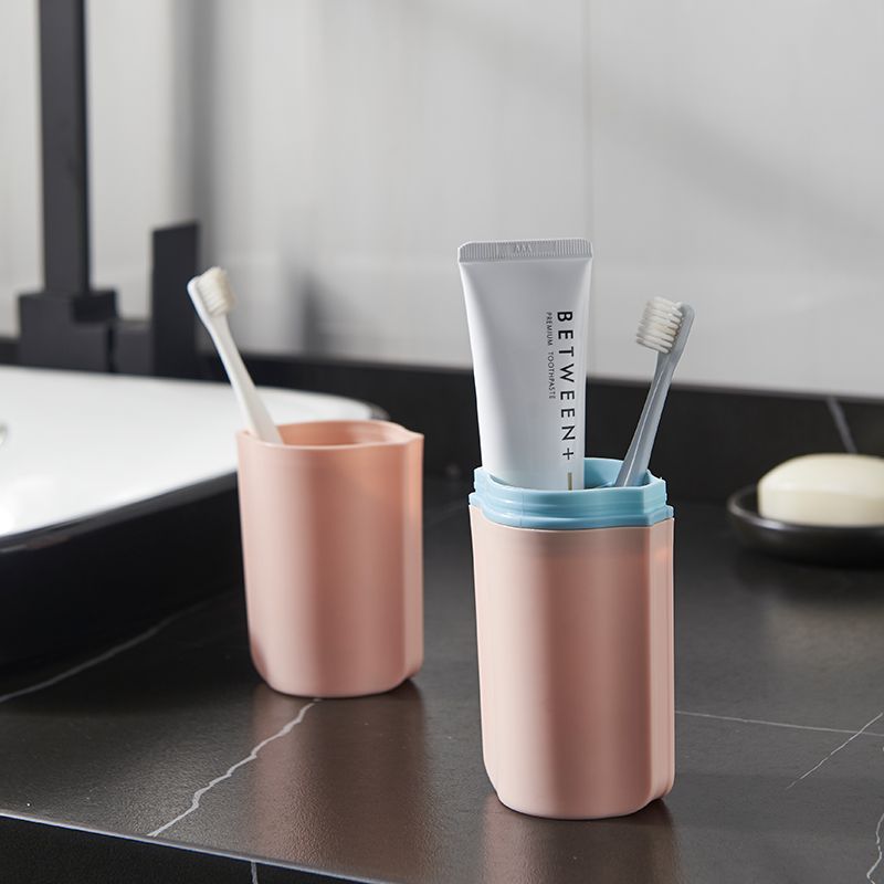 Simple travel washbasin cup, portable toothbrush storage box, multi-functional brushing cup, toothware box, compartments mouthwash cup details Picture