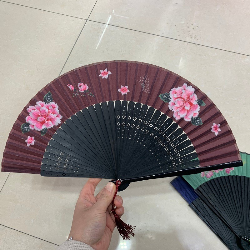 古风折扇工艺礼品扇头青日式汉服舞蹈扇子便携绢扇女扇可定制厂详情图4