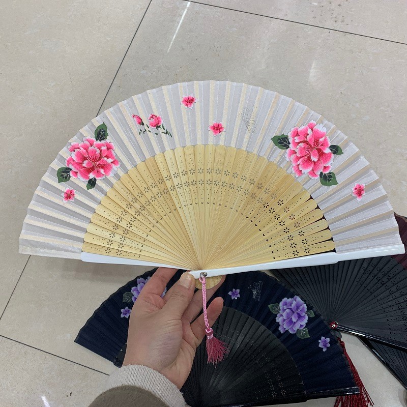 古风折扇工艺礼品扇头青日式汉服舞蹈扇子便携绢扇女扇可定制厂详情图6